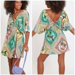 FARM RIO Tropical Jungle Cutout Mini Dress SZ XS